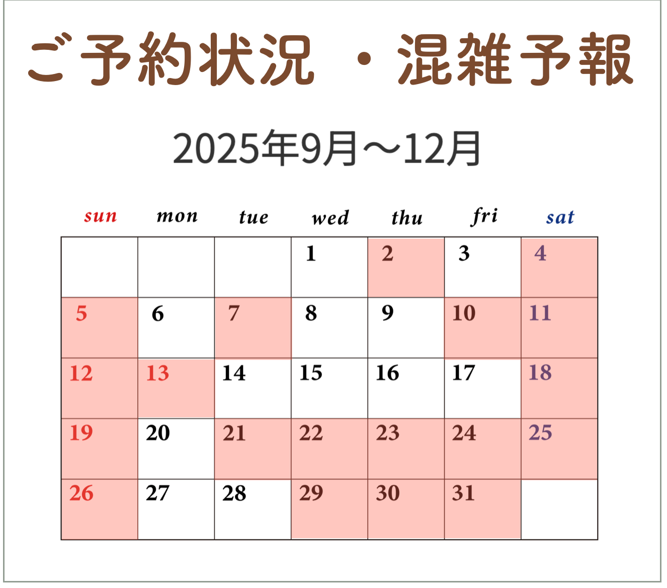 混雑予報と予約状況