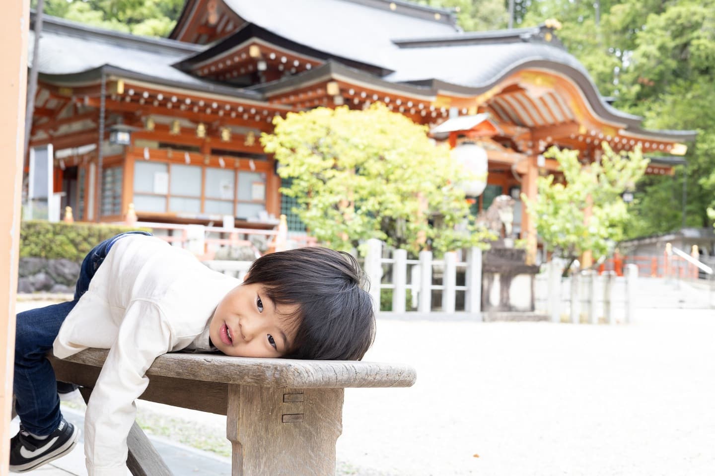 七五三の子供とお宮参りの赤ちゃん