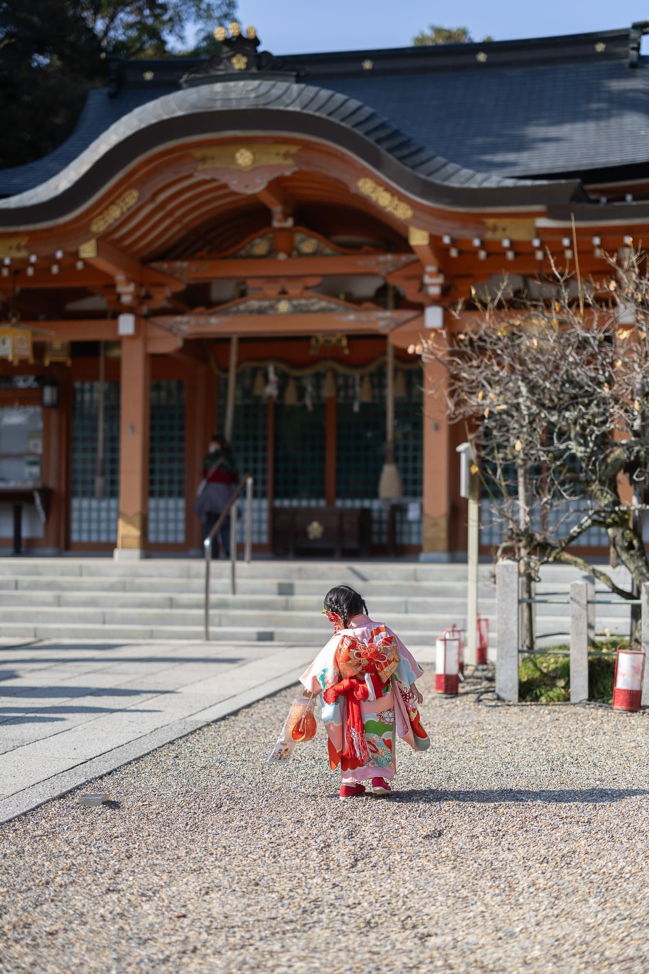 七五三の子供とお宮参りの赤ちゃん