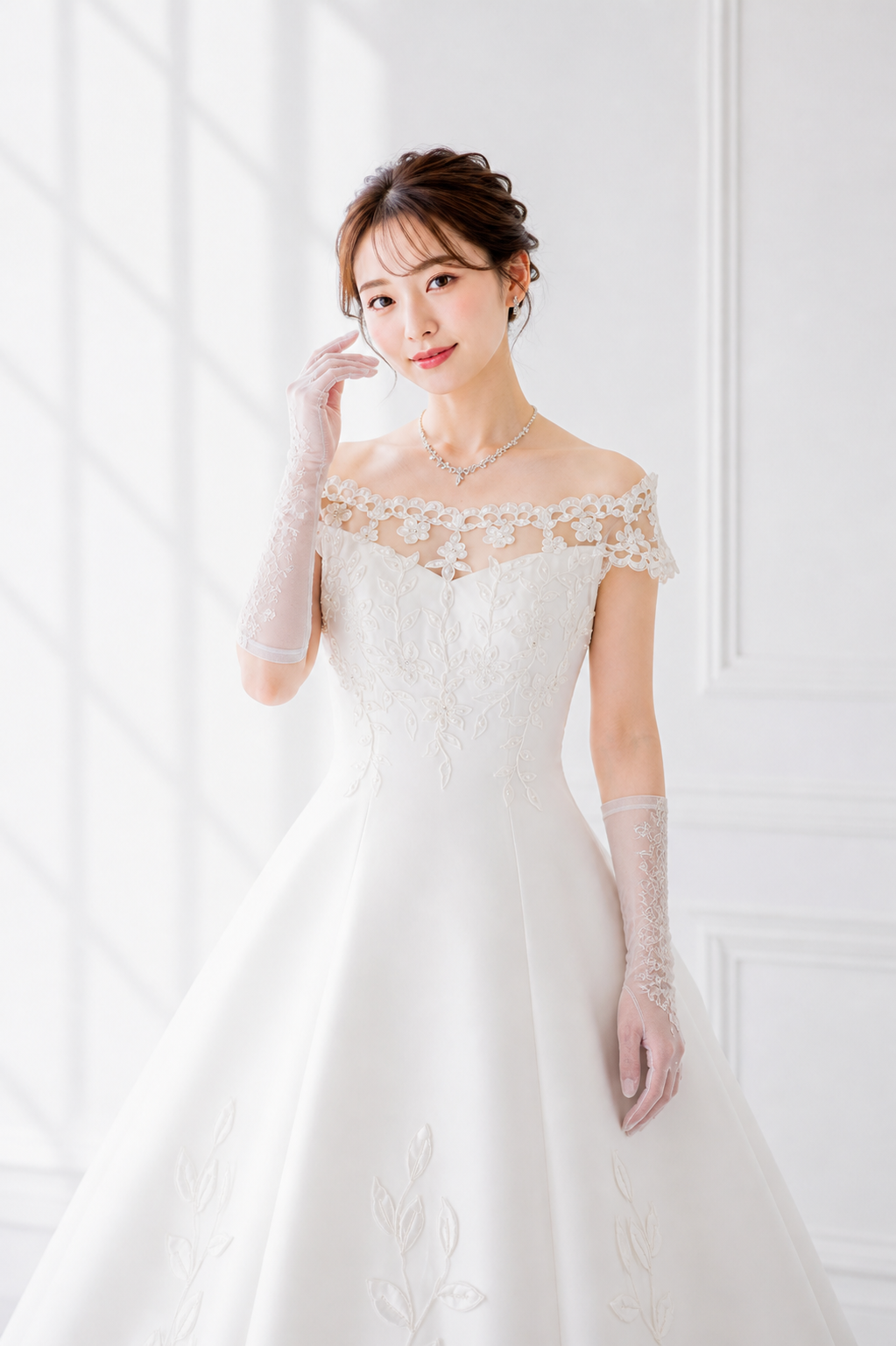 ウェディングドレスを着た女性
