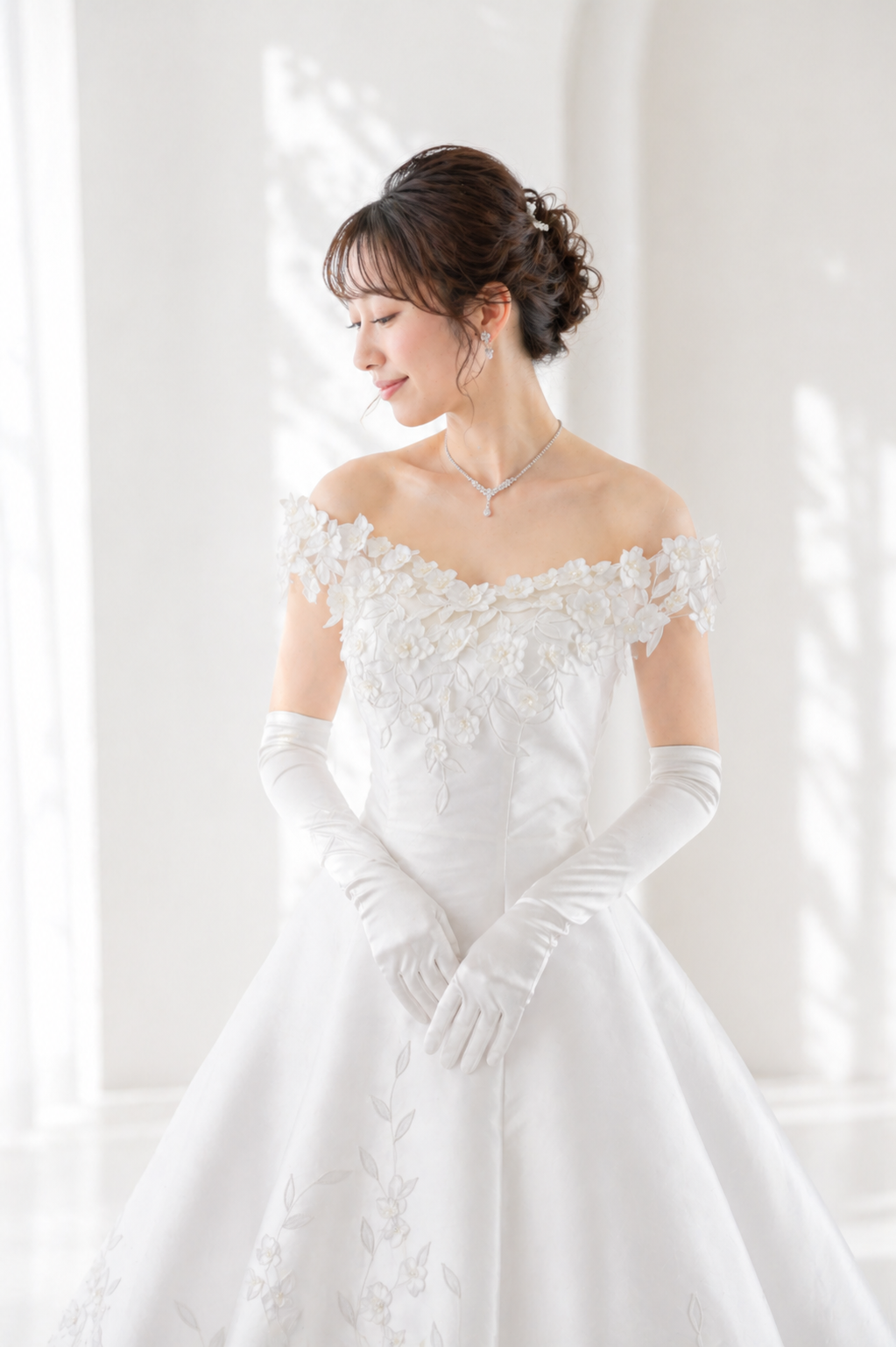 ウェディングドレスを着た女性
