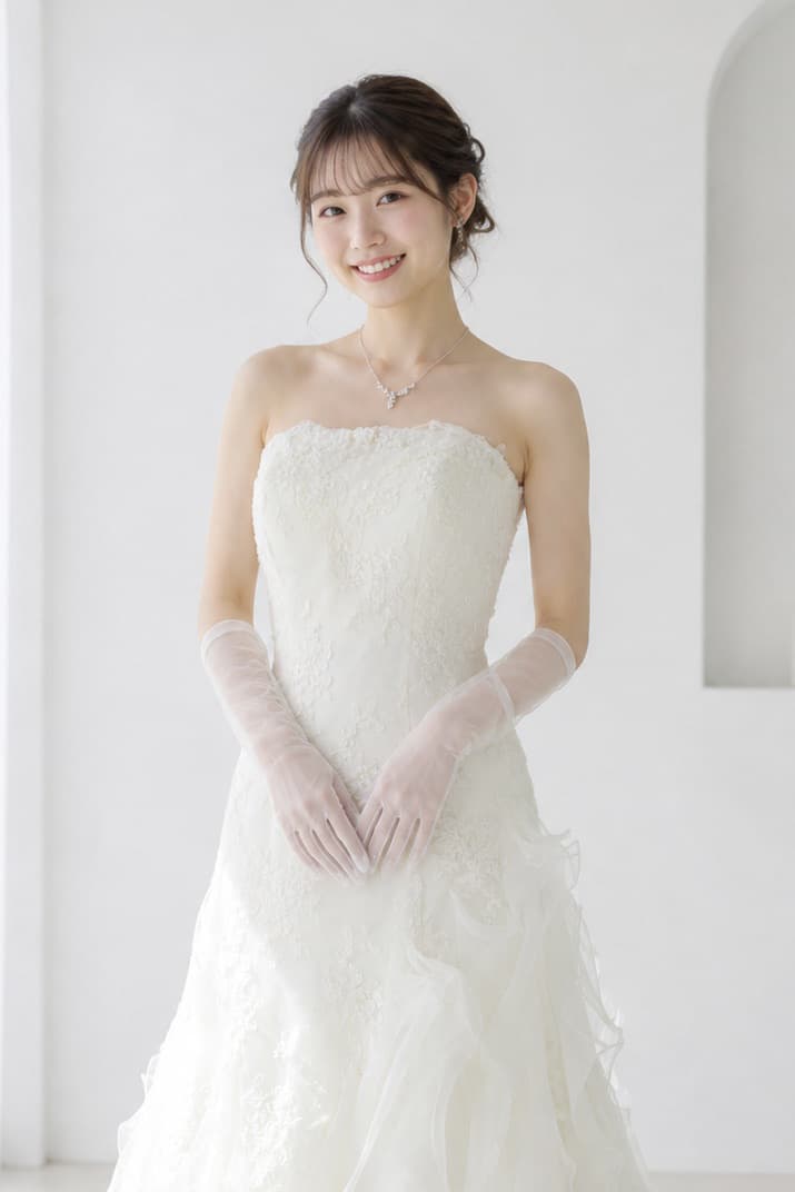 ウェディングドレスを着た女性