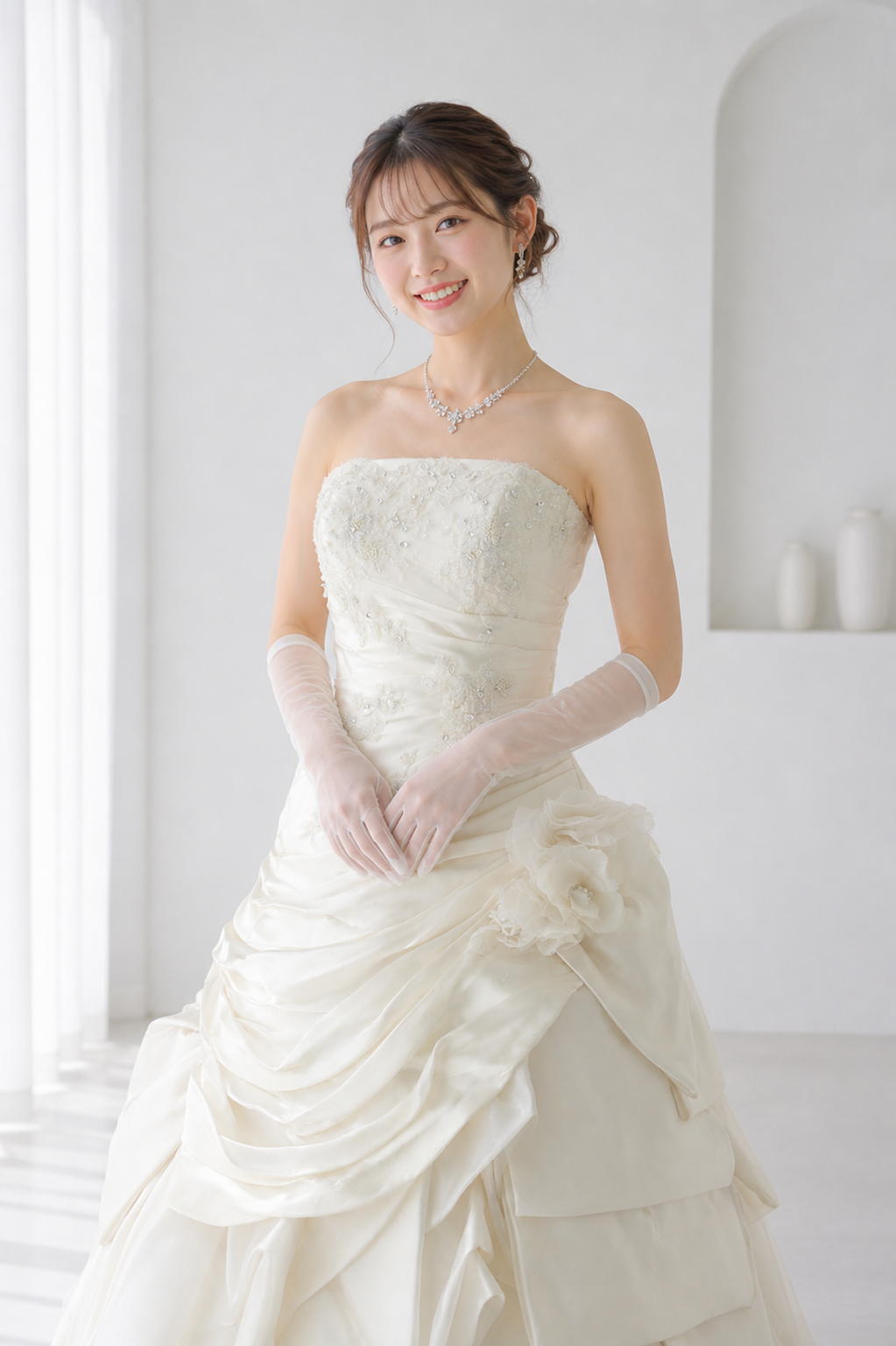 ウェディングドレスを着た女性