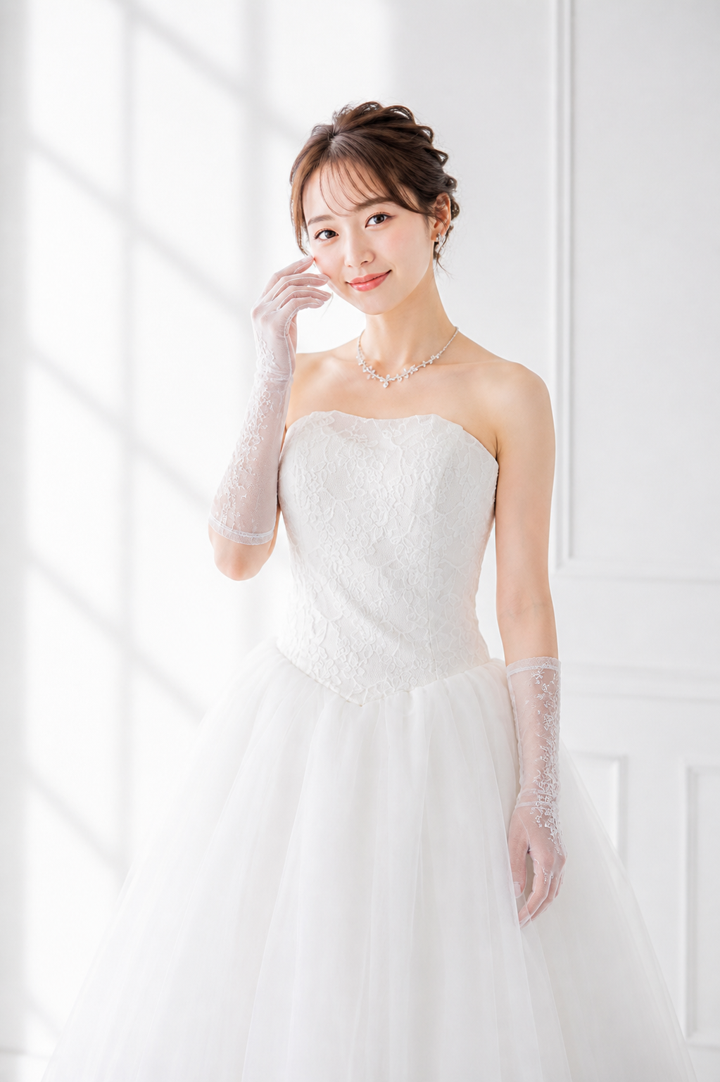 ウェディングドレスを着た女性