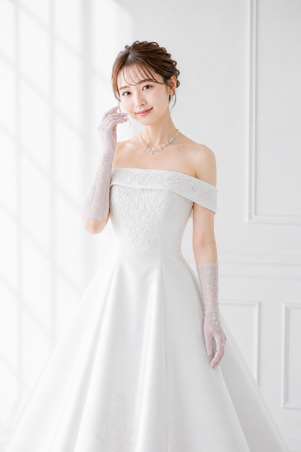 ウェディングドレスを着た女性