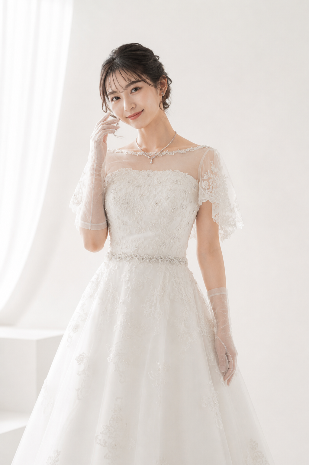 ウェディングドレスを着た女性