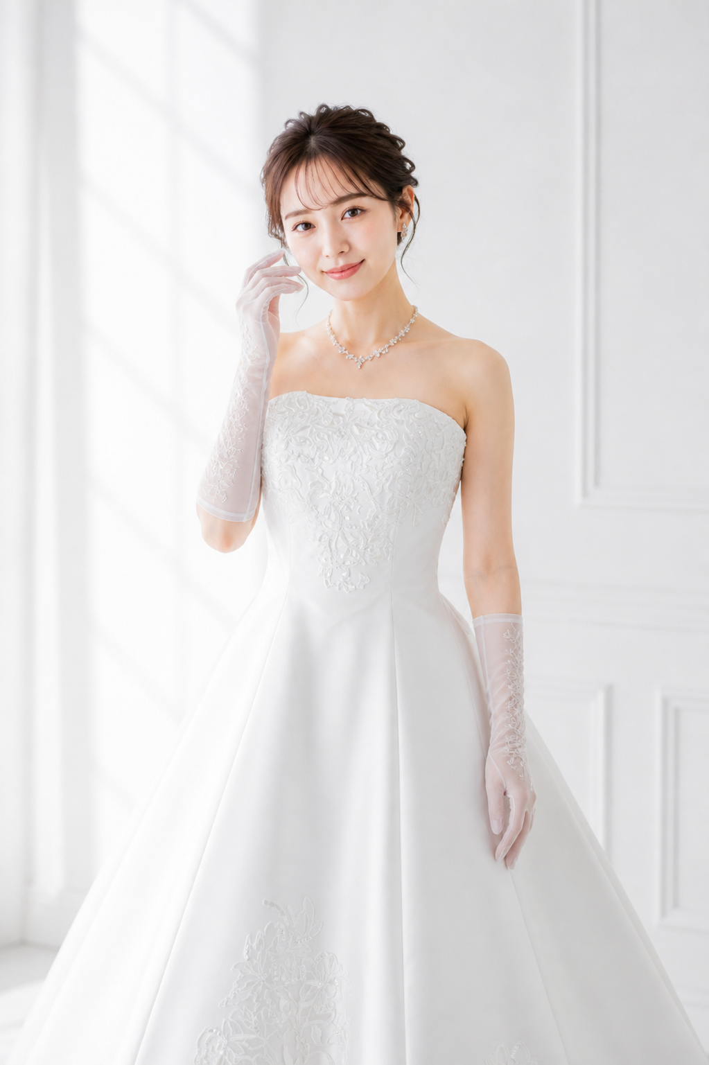 ウェディングドレスを着た女性