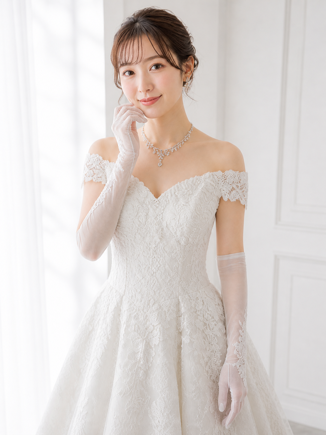 ウェディングドレスを着た女性