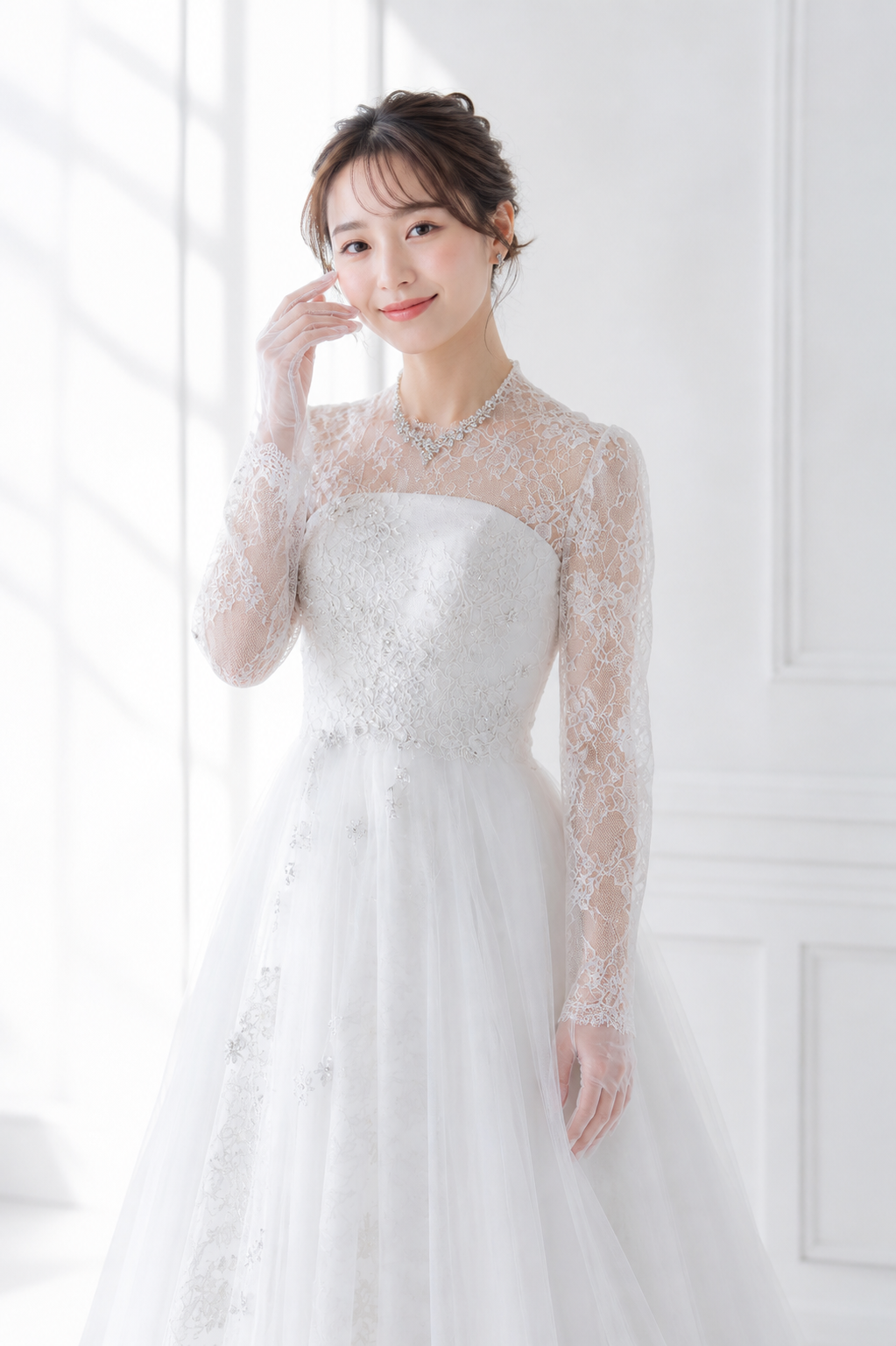 ウェディングドレスを着た女性