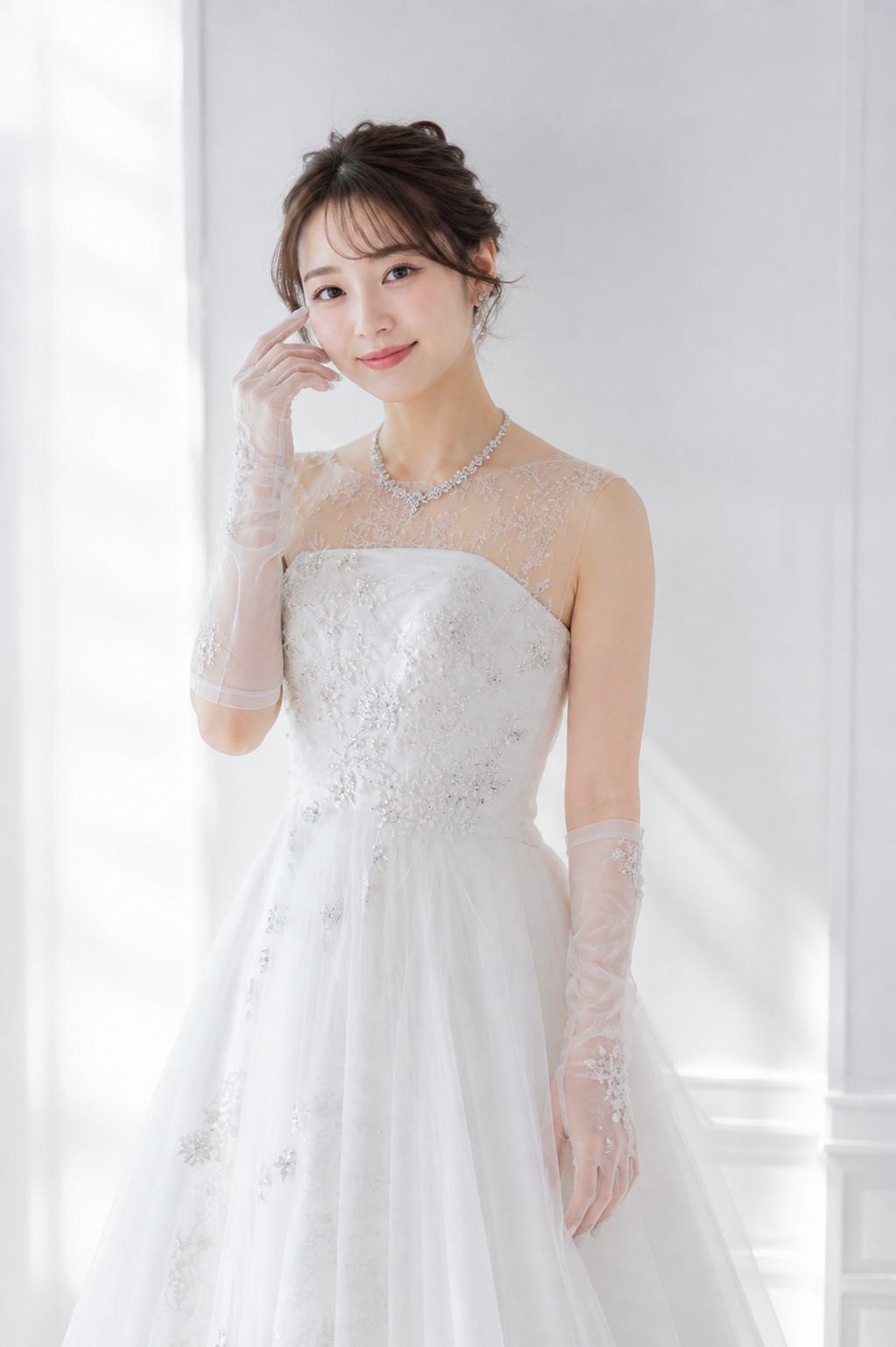 ウェディングドレスを着た女性