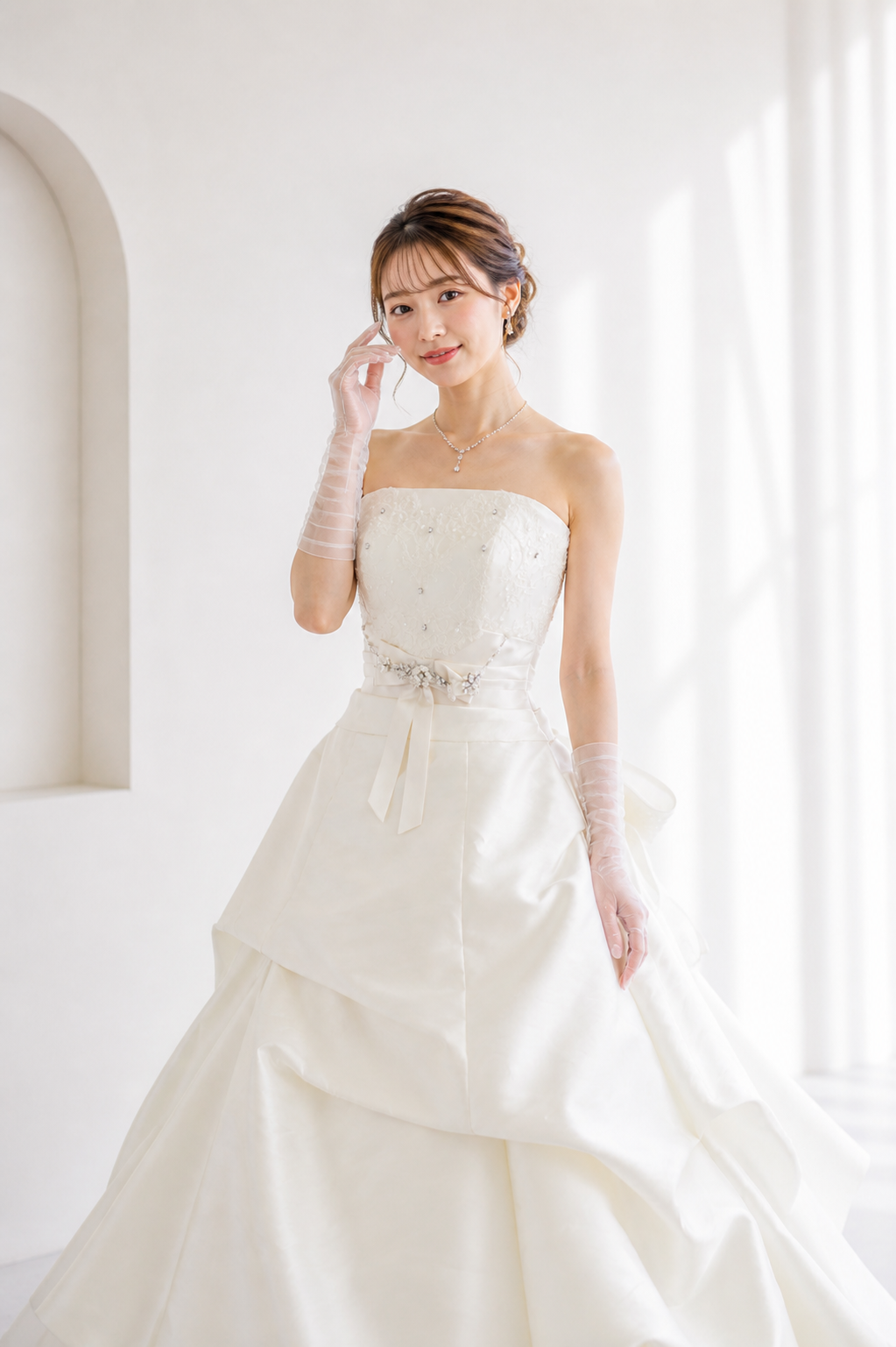 ウェディングドレスを着た女性