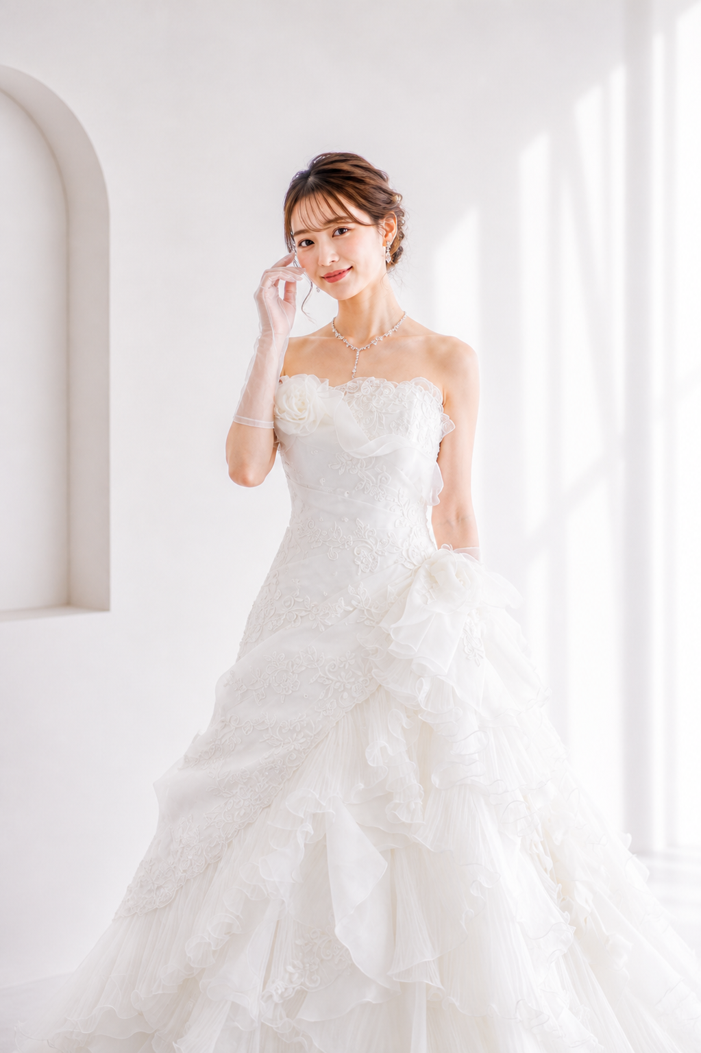 ウェディングドレスを着た女性
