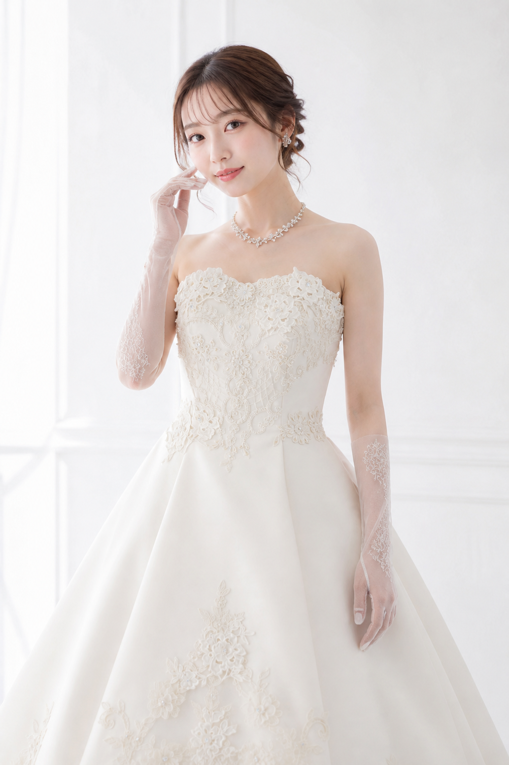 ウェディングドレスを着た女性