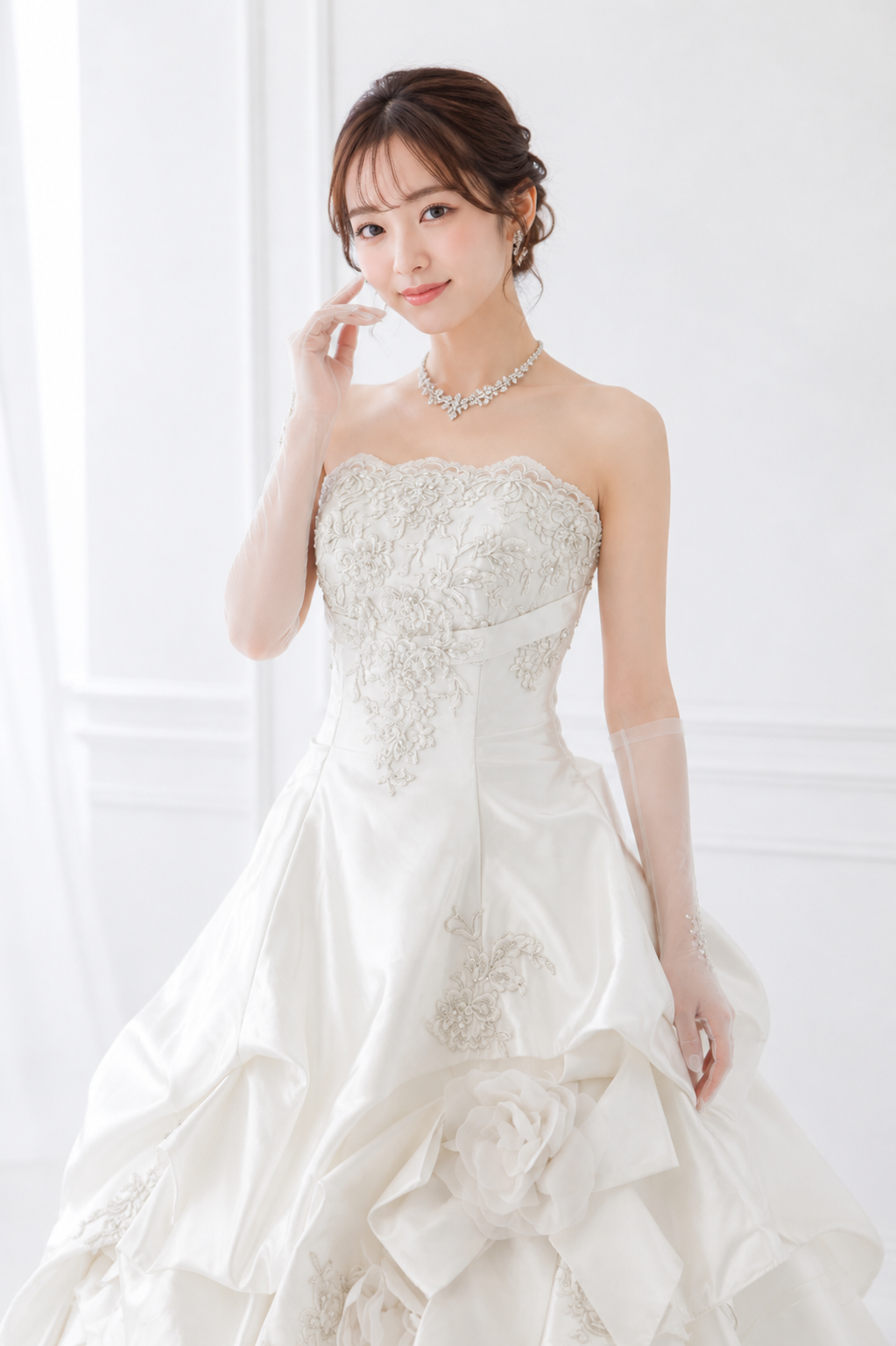 ウェディングドレスを着た女性