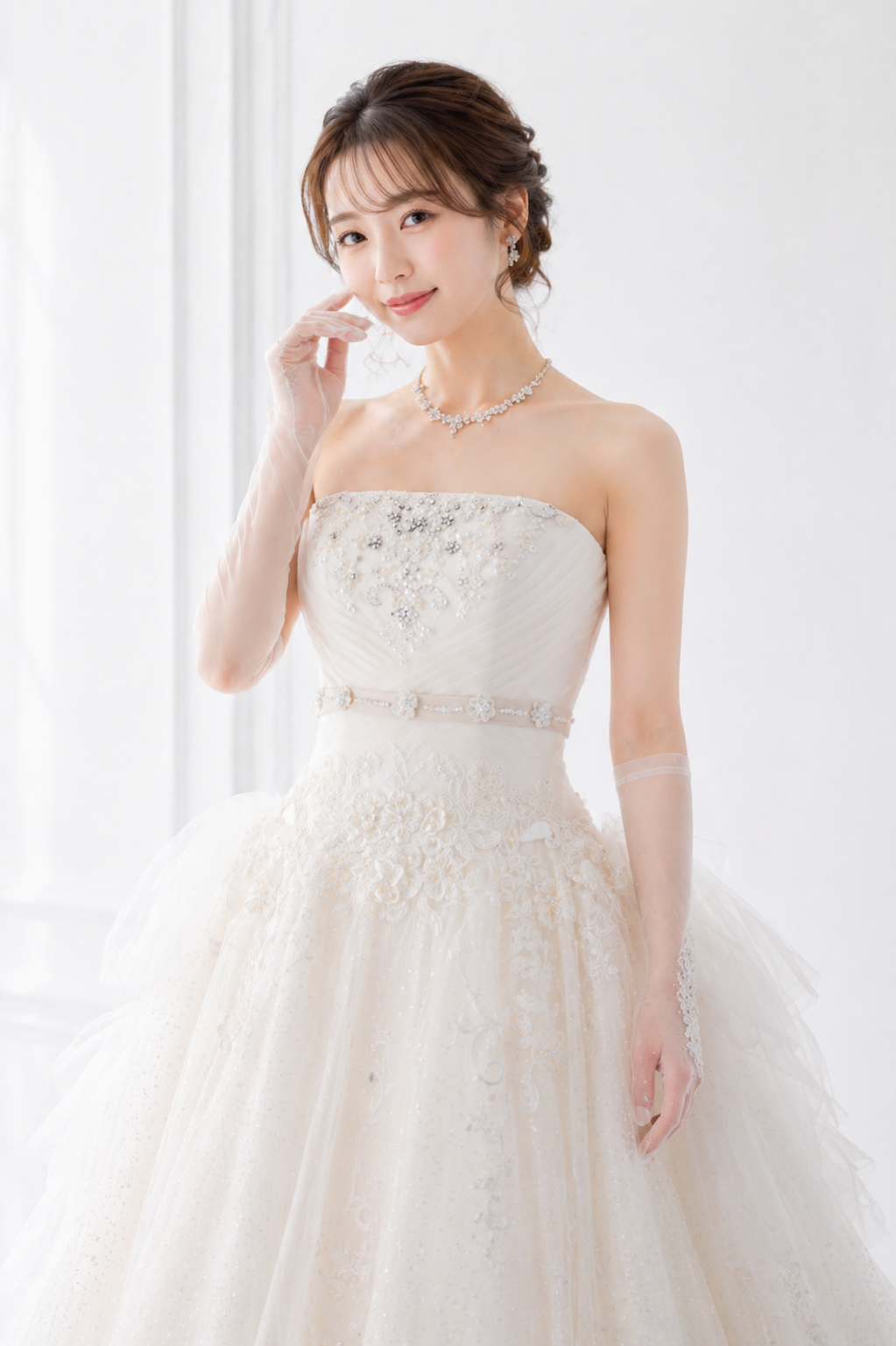 ウェディングドレスを着た女性