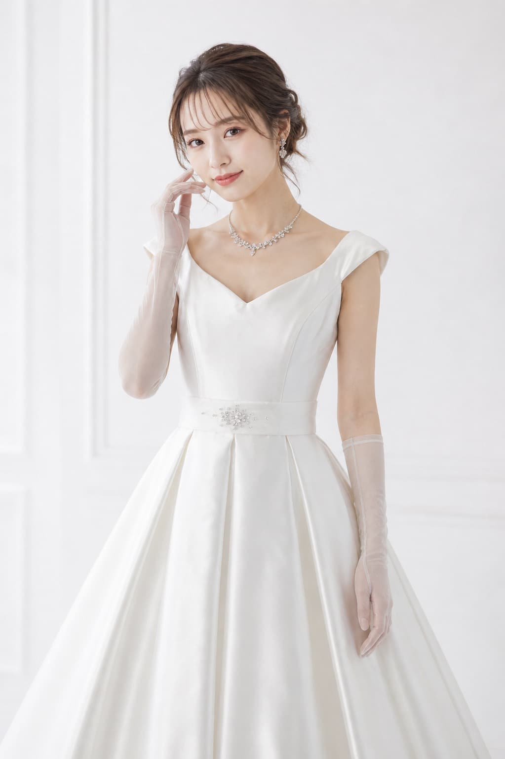 ウェディングドレスを着た女性