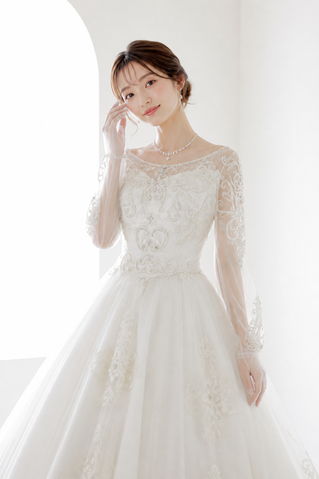 ウェディングドレスを着た女性