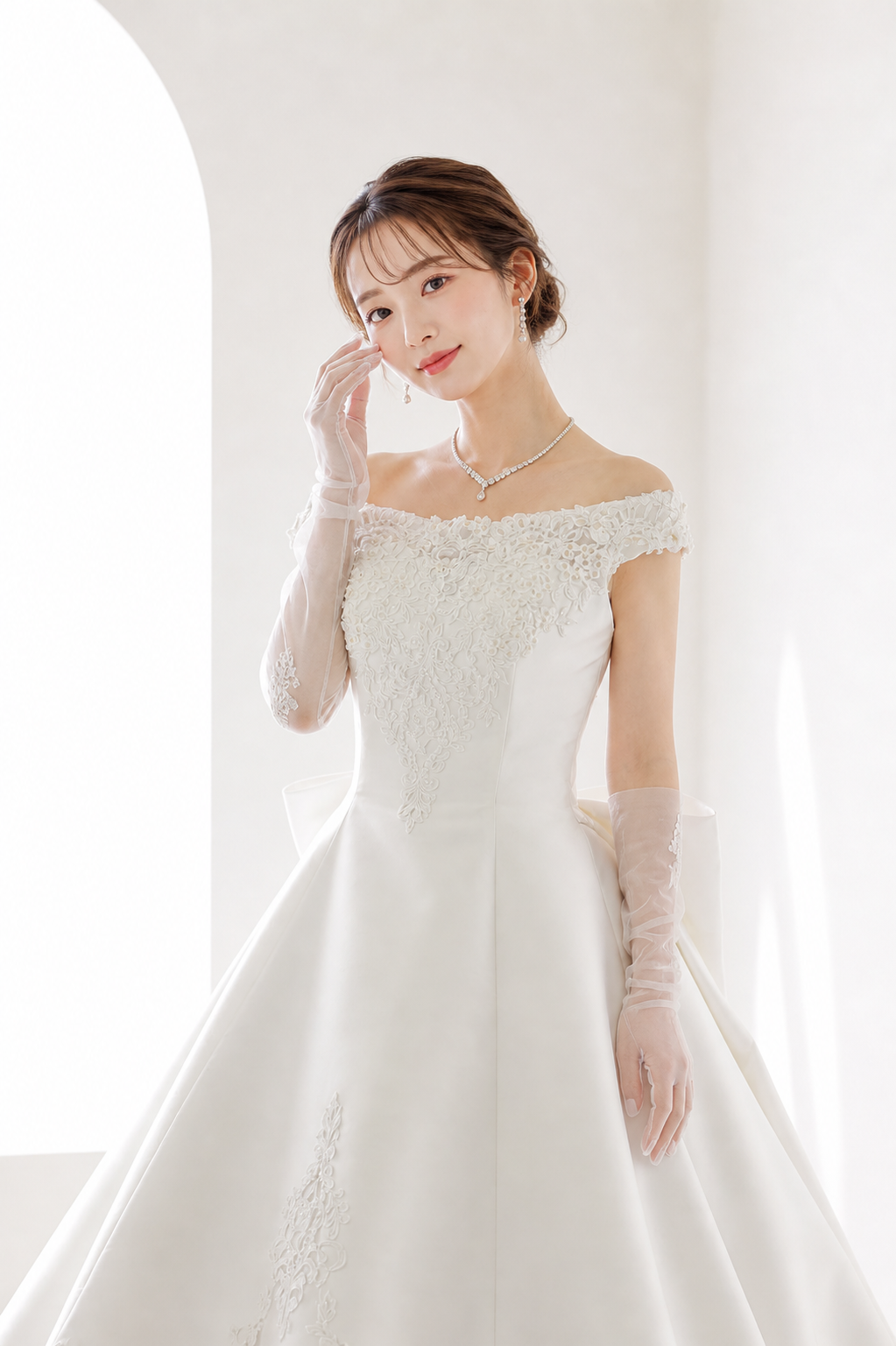 ウェディングドレスを着た女性