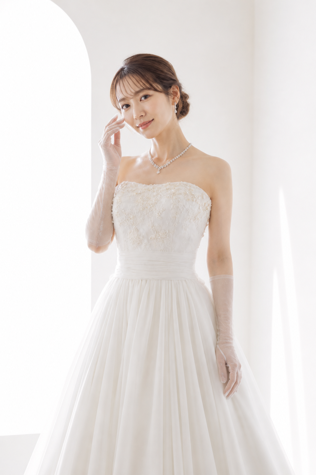 ウェディングドレスを着た女性