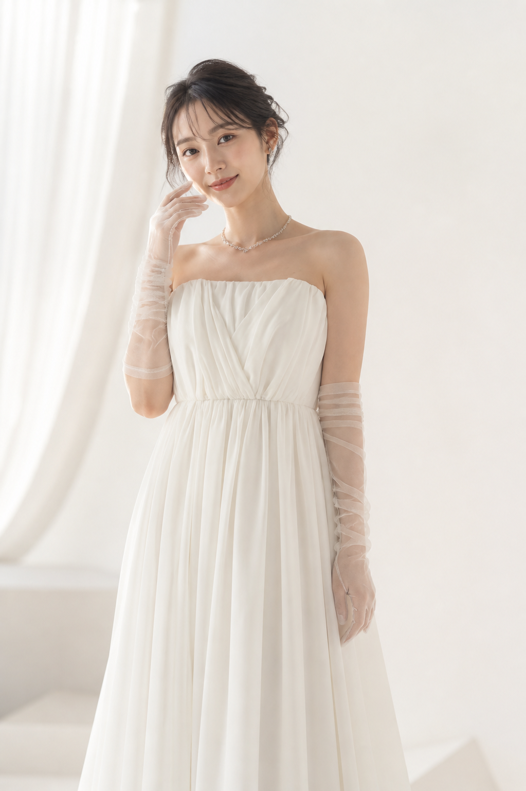 ウェディングドレスを着た女性