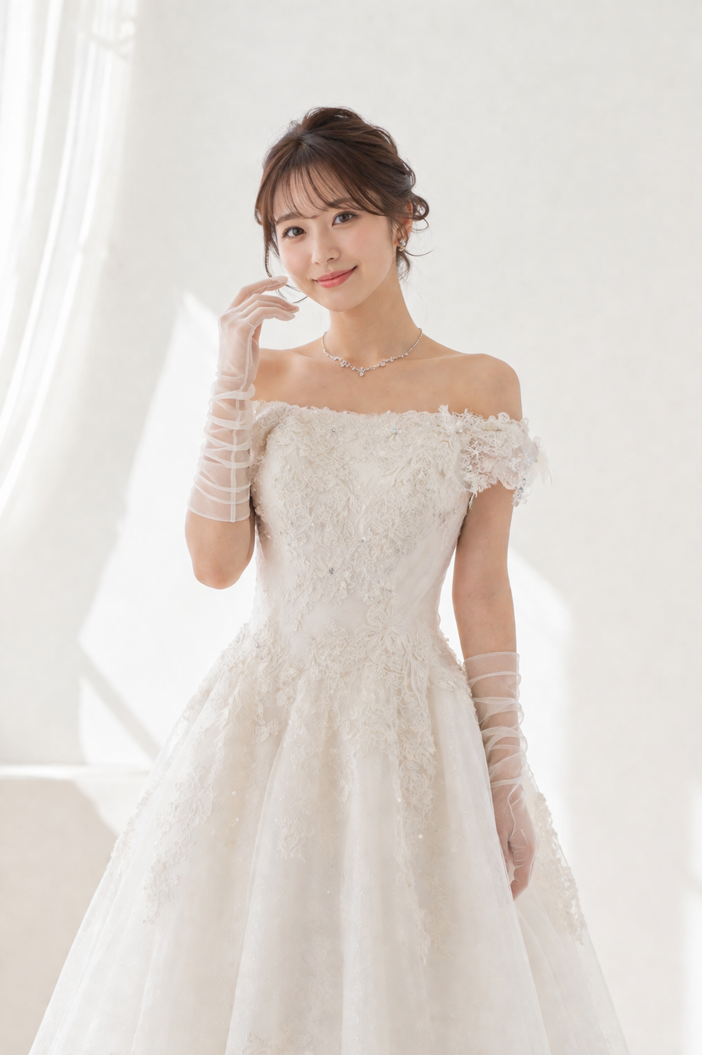 ウェディングドレスを着た女性