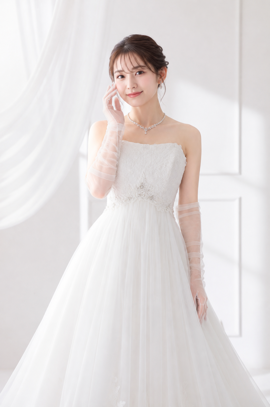 ウェディングドレスを着た女性