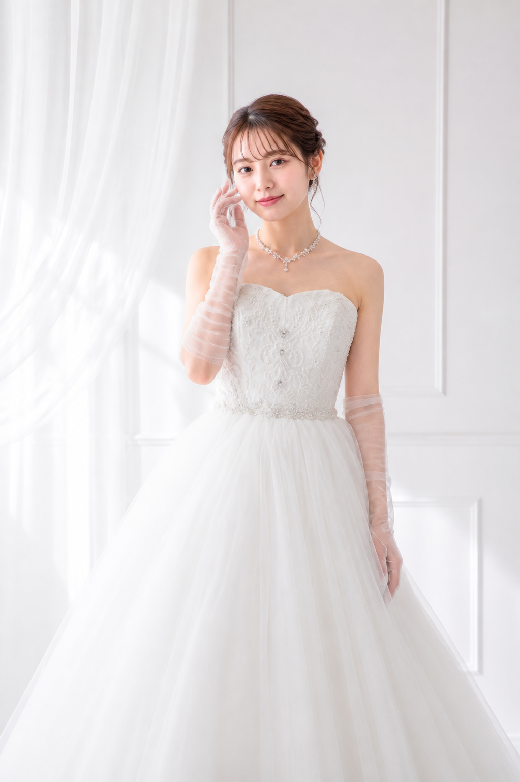 ウェディングドレスを着た女性