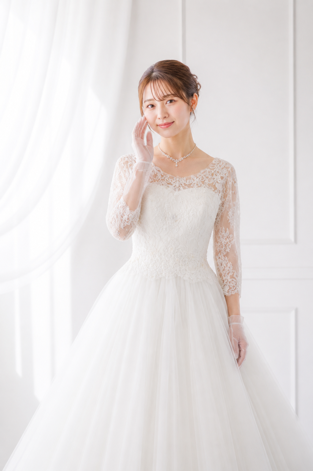 ウェディングドレスを着た女性