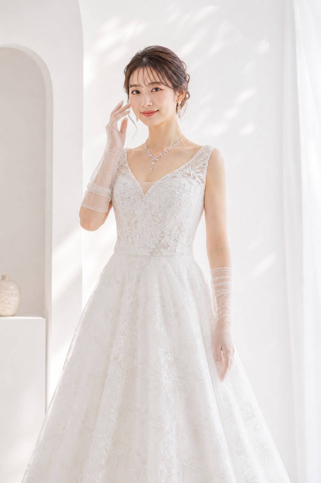 ウェディングドレスを着た女性
