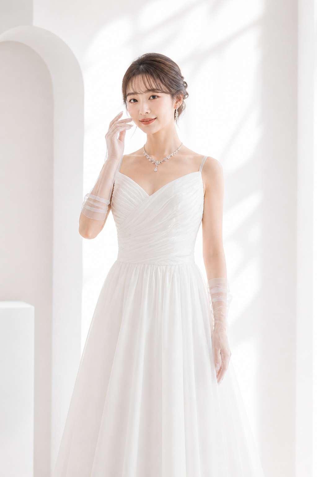ウェディングドレスを着た女性