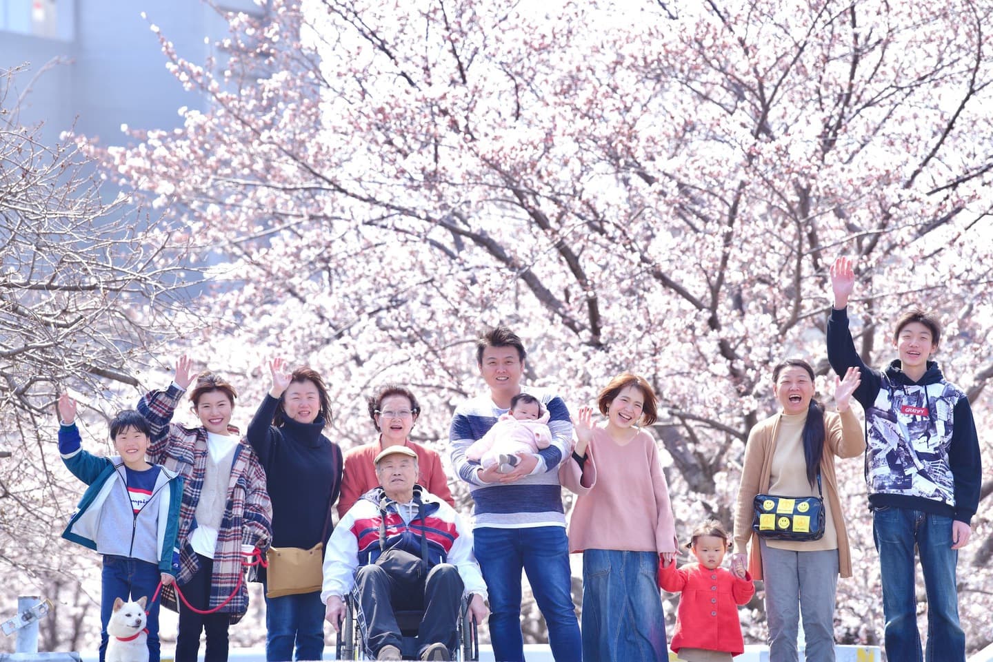 奈良の公園で自然な家族写真