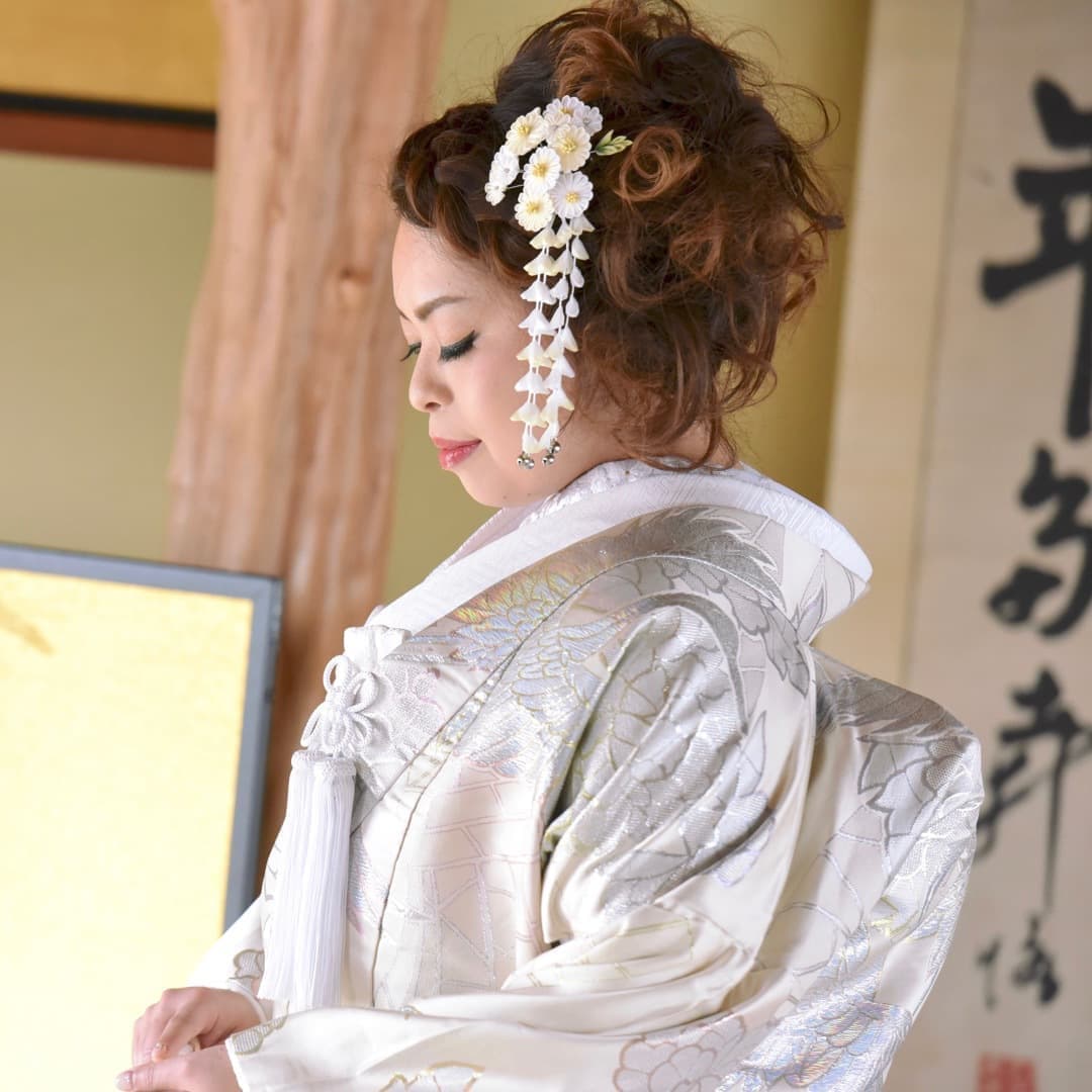 京都結婚式前撮りのロングの髪型とメイクの写真