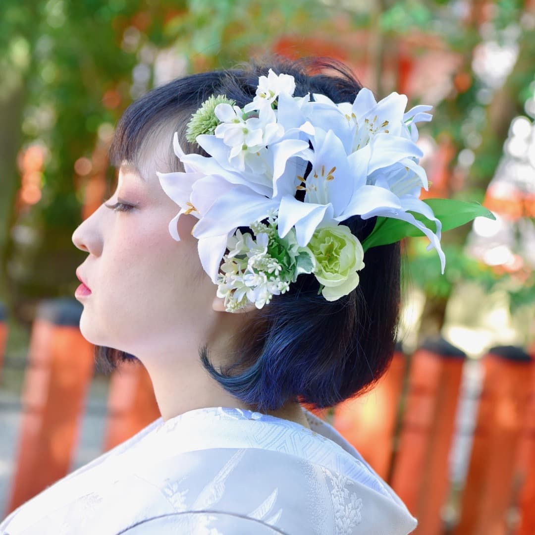 結婚式花嫁和装の髪型洋髪