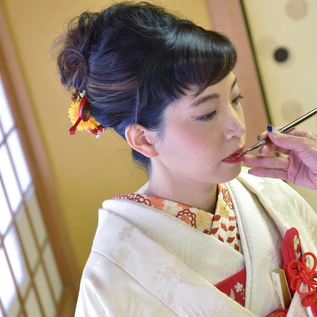 京都結婚式前撮りのロングの髪型とメイクの写真
