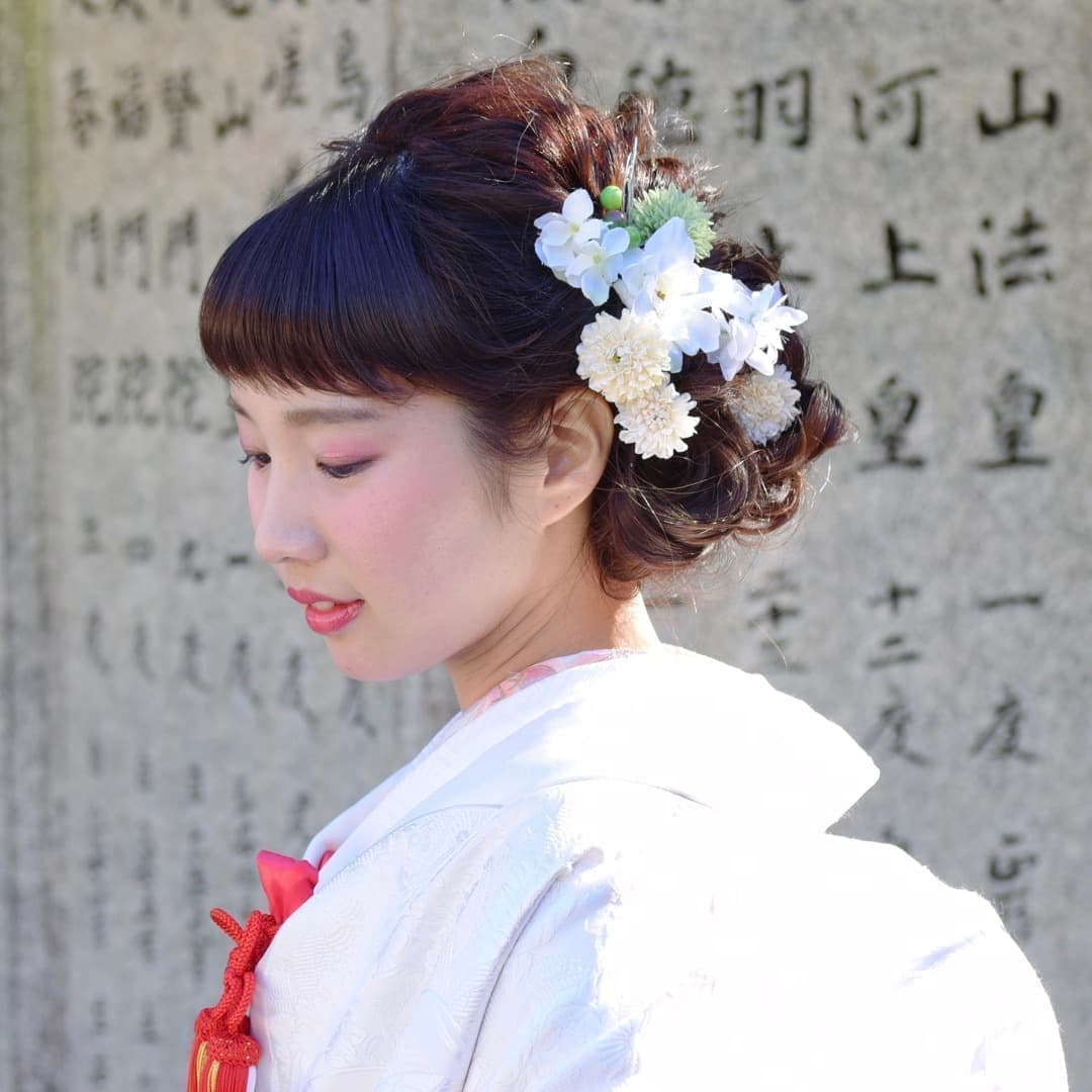 京都結婚式前撮りのロングの髪型とメイクの写真