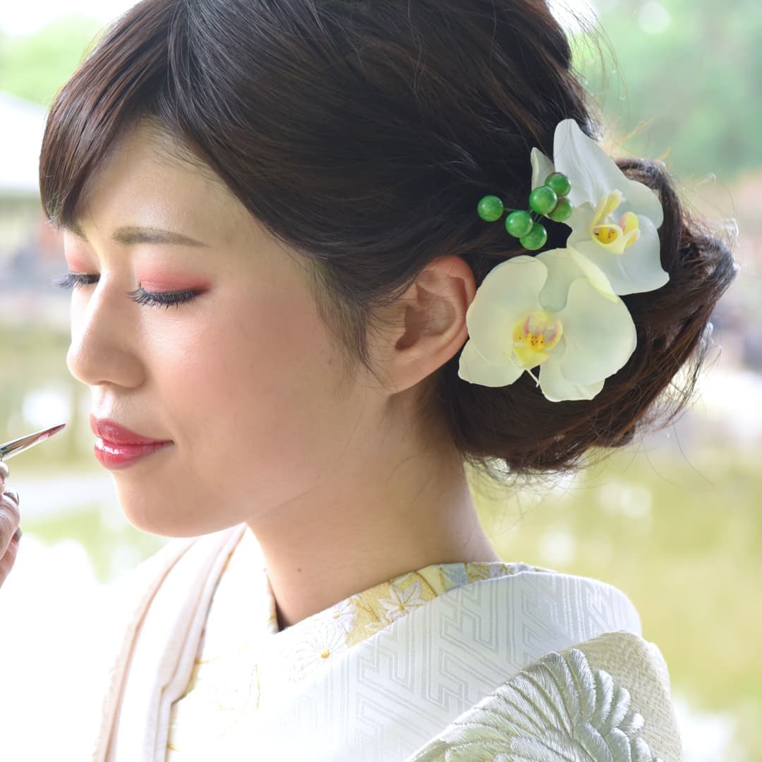 京都結婚式前撮りのロングの髪型とメイクの写真