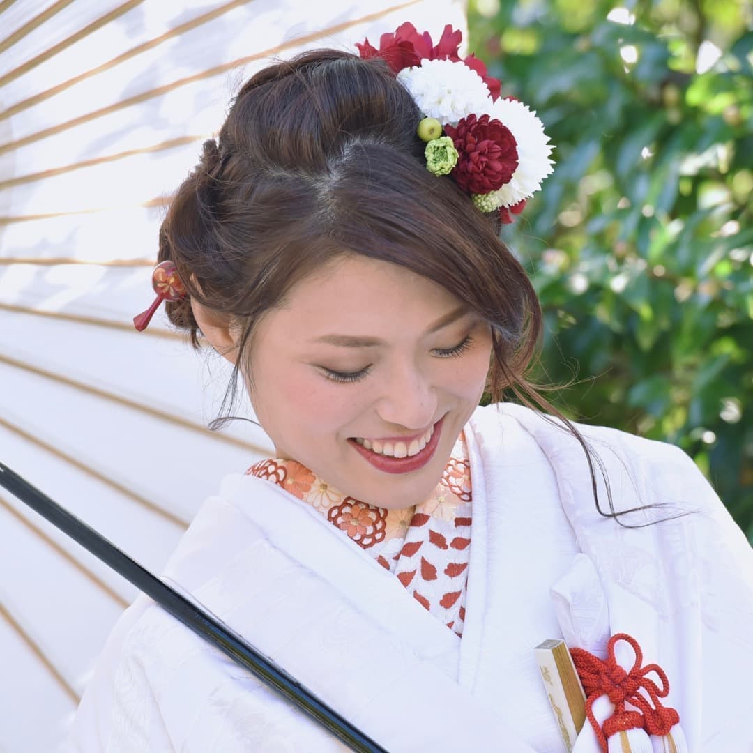 京都結婚式前撮りのロングの髪型とメイクの写真