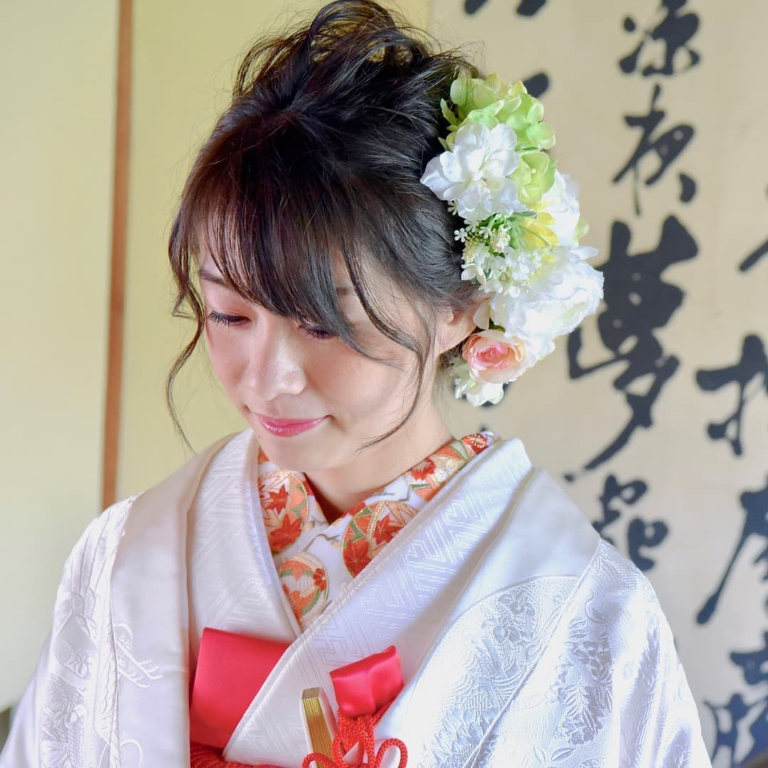 京都結婚式前撮りのロングの髪型とメイクの写真