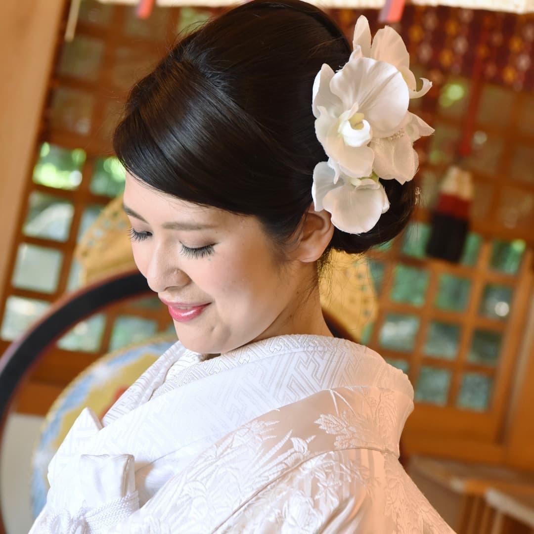 京都結婚式前撮りのロングの髪型とメイクの写真