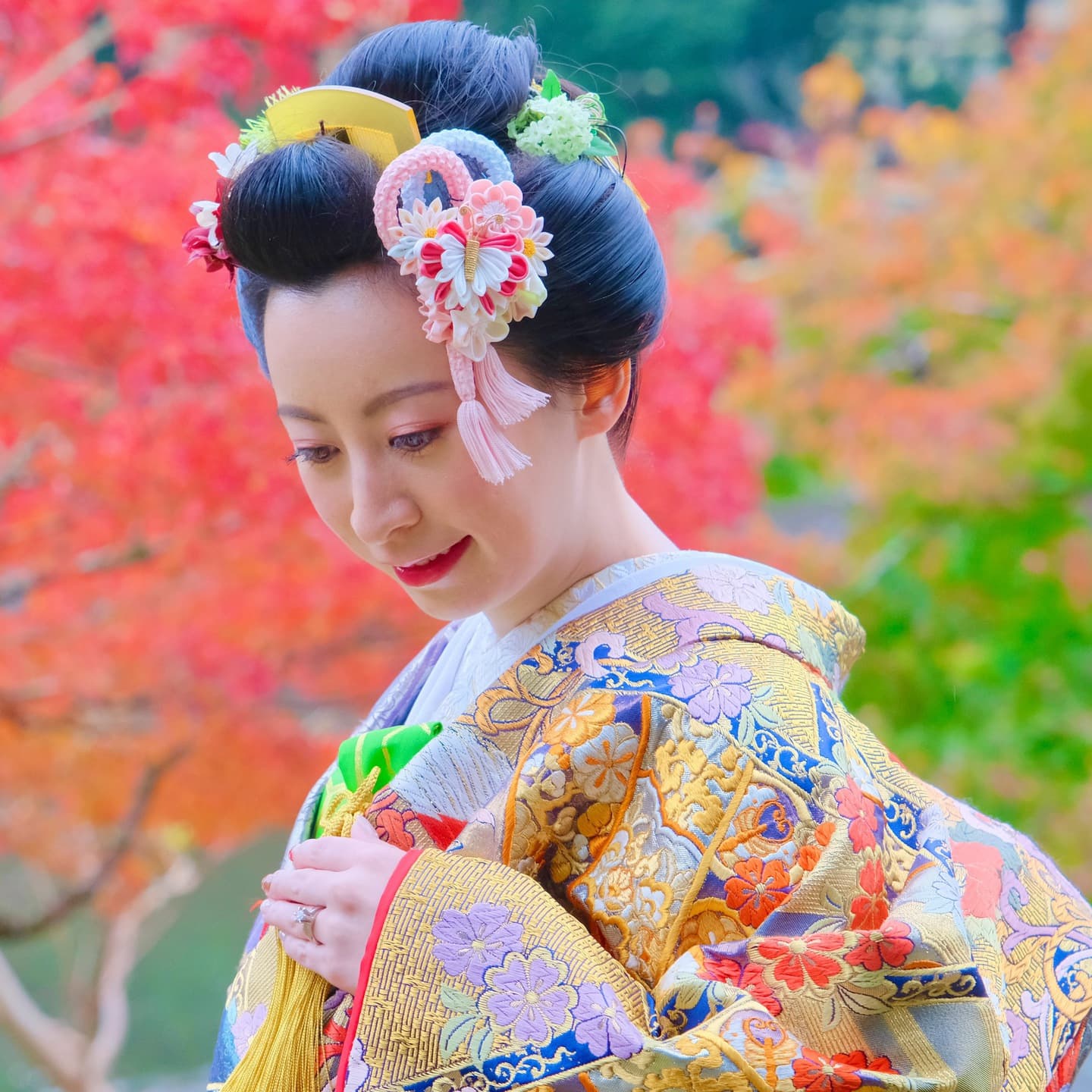 色打掛での日本髪の写真