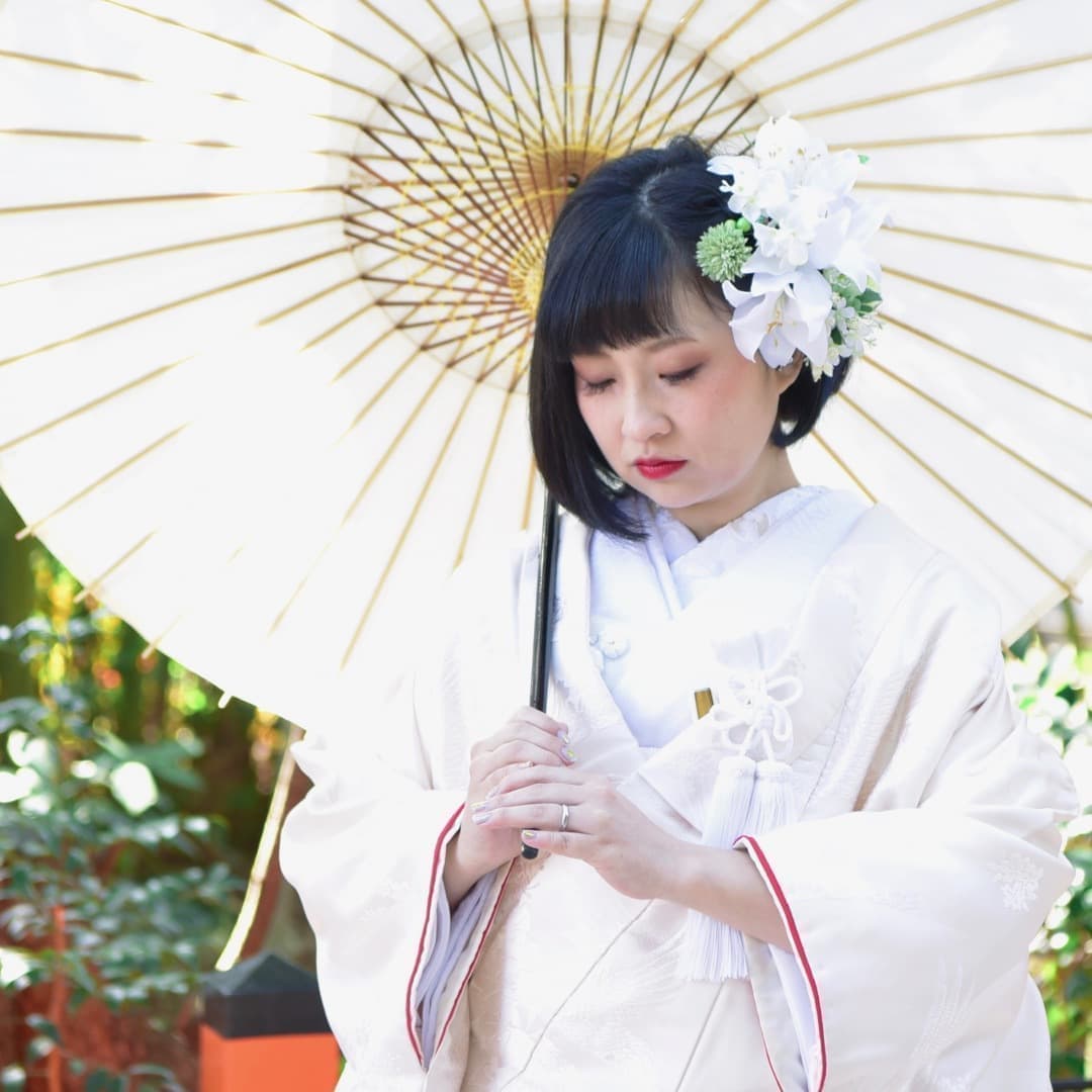 結婚式花嫁和装の髪型洋髪