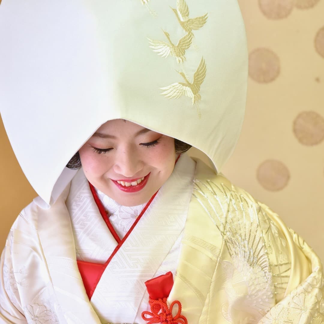 結婚式白無垢かつら綿帽子の写真