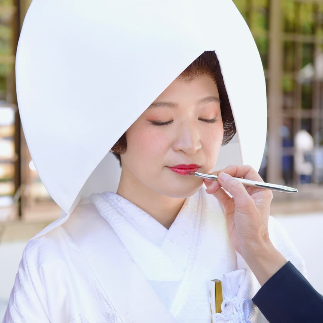 結婚式白無垢かつら綿帽子の写真