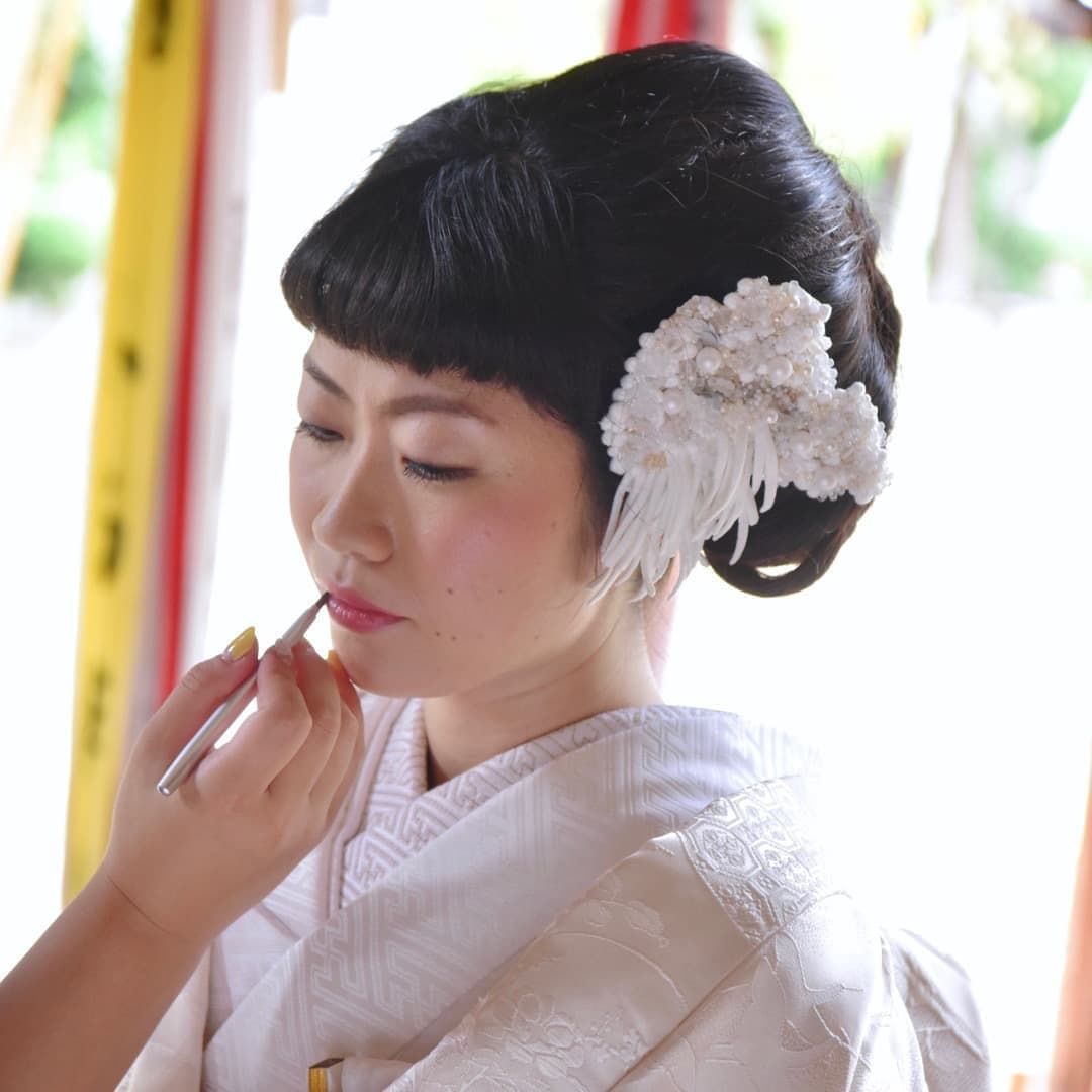 京都結婚式前撮りのロングの髪型とメイクの写真
