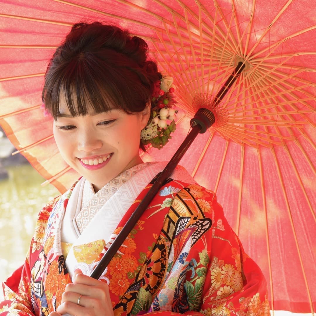 結婚式花嫁和装の髪型洋髪