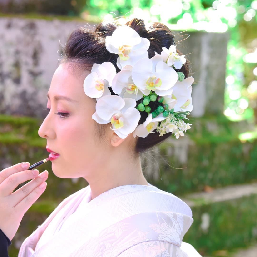 京都結婚式前撮りのロングの髪型とメイクの写真