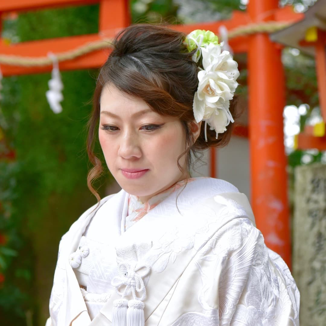 京都結婚式前撮りのロングの髪型とメイクの写真