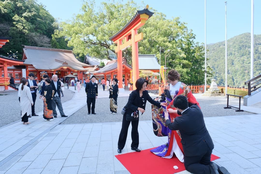 那智大社で色打掛の写真