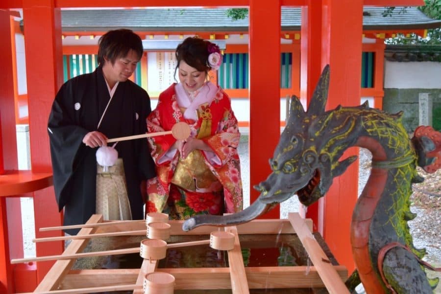 熊野速玉大社の結婚式の花嫁