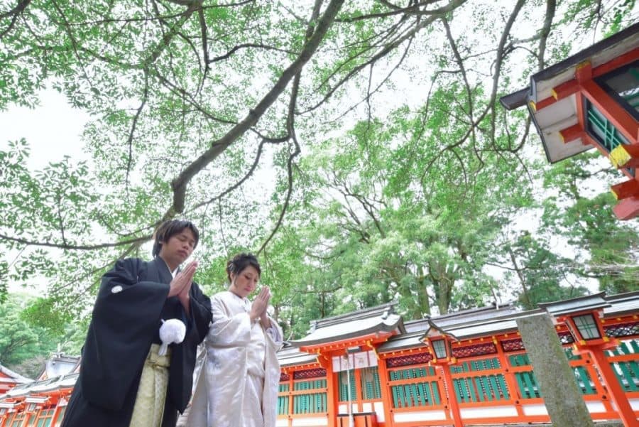 熊野速玉大社の結婚式の花嫁